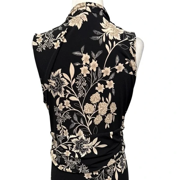 Vince Camuto Black & Beige Floral Maxi Dress Large - Picture 6 of 9